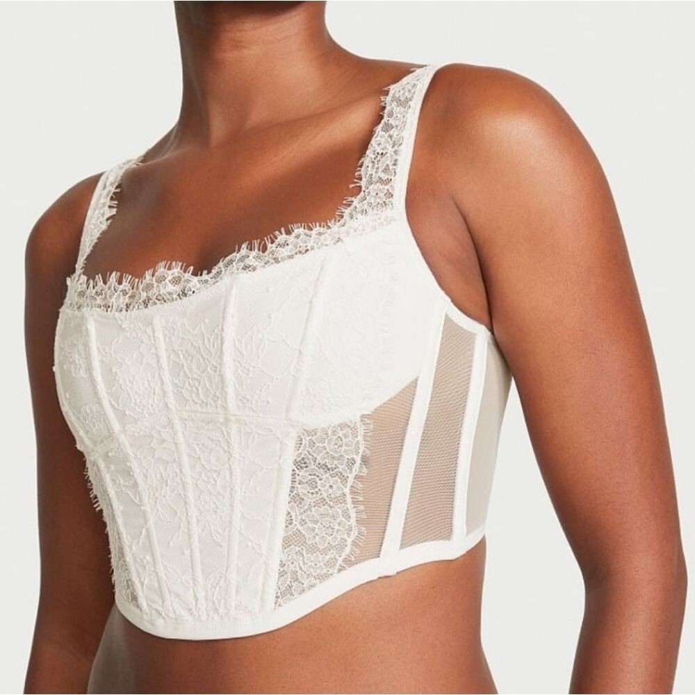 Victoria's Secret | Dream Angels Lace Corset Top Size M DD Coconut White